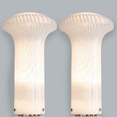 1 of the 2 Mario Ticco Glass Spiral 'Boletus' Table Lamps by Venini, Italy 1970