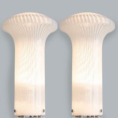 1 der 2 Mario Ticco Glas Spirale 'Boletus' Tischlampen von Venini, Italien 1970