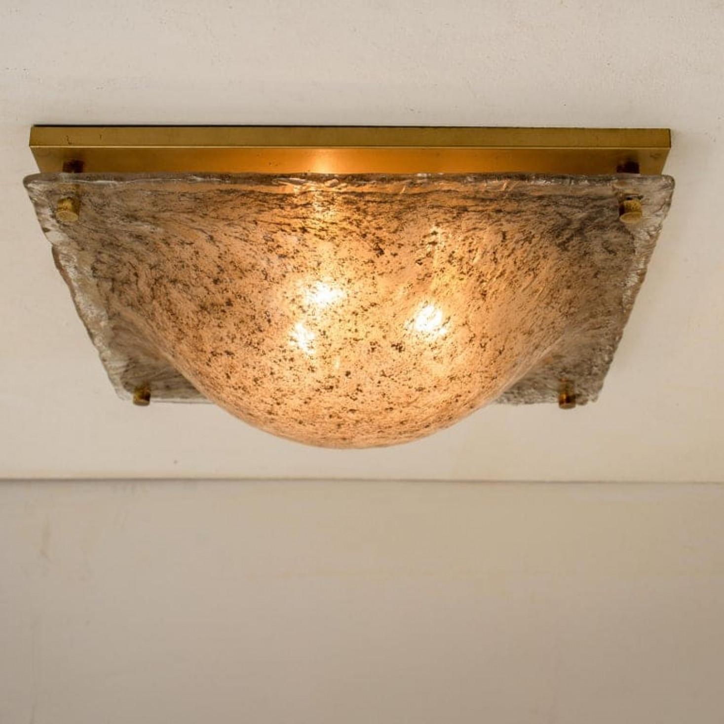 1 of the 2 Massive Textured Glass Flush Mount or Wall Light by Kalmar, 1960 in vendita 2