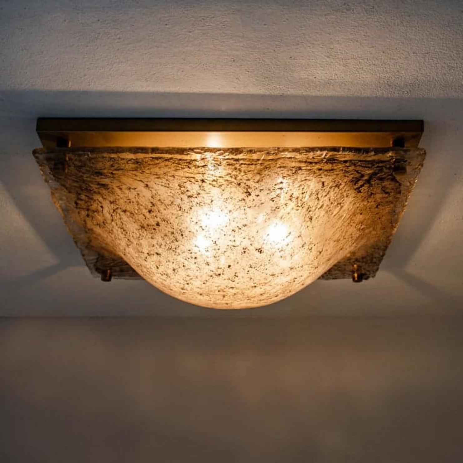 1 of the 2 Massive Textured Glass Flush Mount or Wall Light by Kalmar, 1960 in vendita 5