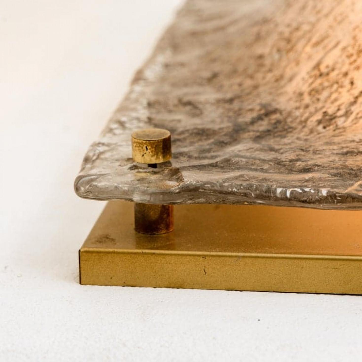 Austriaco 1 of the 2 Massive Textured Glass Flush Mount or Wall Light by Kalmar, 1960 in vendita