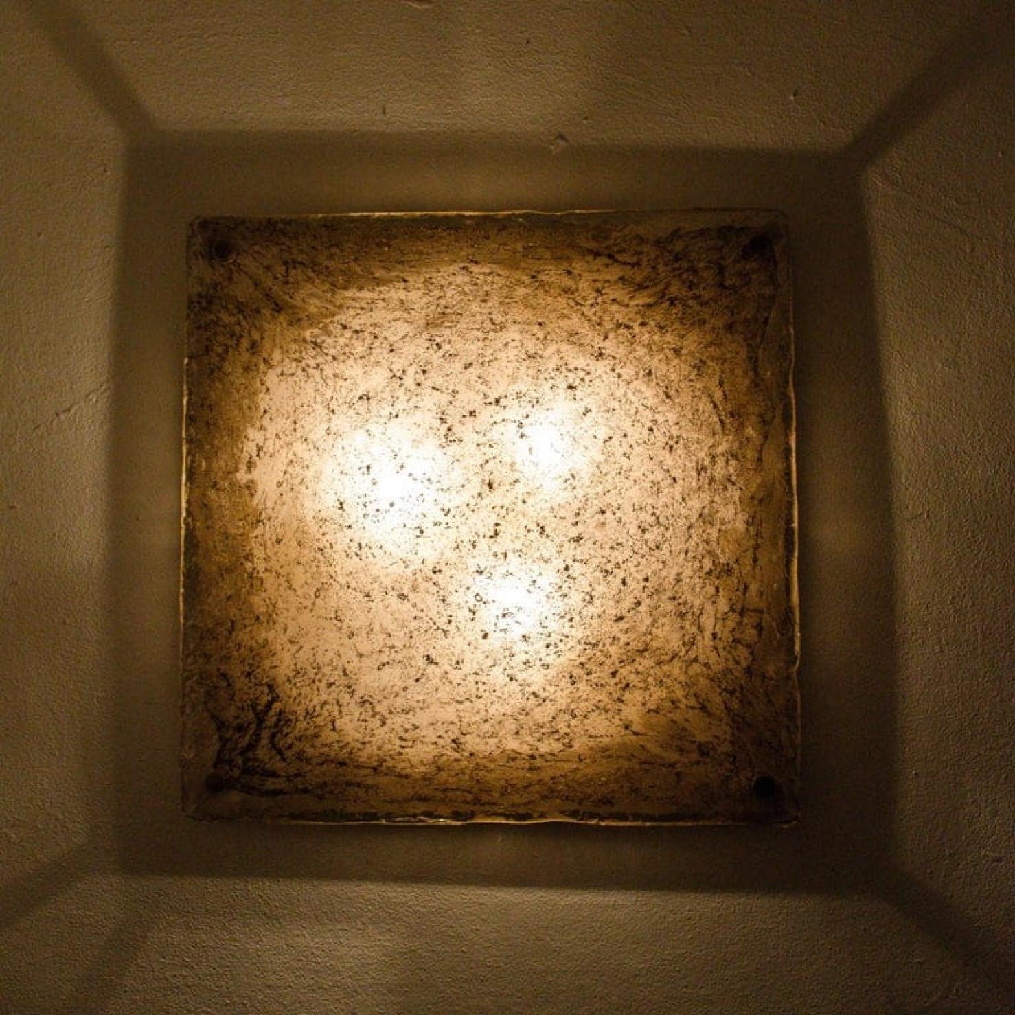 Altro 1 of the 2 Massive Textured Glass Flush Mount or Wall Light by Kalmar, 1960 in vendita