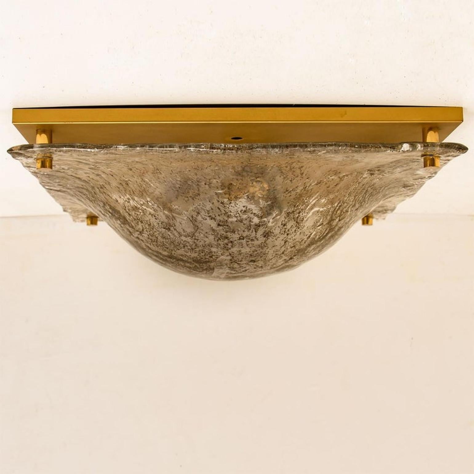 20th Century 1 of the 2 Massive Textured Glass Flush mount or Wall Light by Kalmar, 1960 For Sale