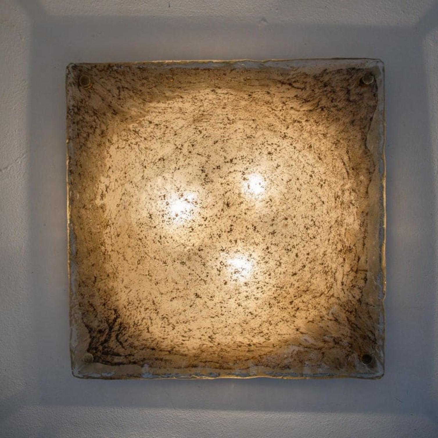 1 of the 2 Massive Textured Glass Flush Mount or Wall Light by Kalmar, 1960 in vendita 1