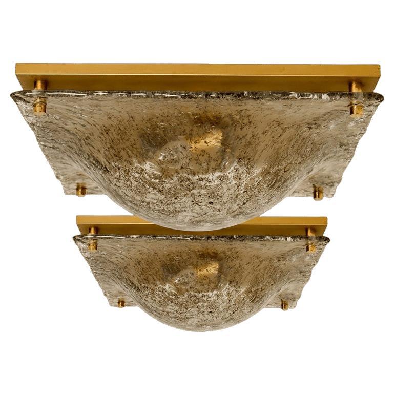 1 dei 2 Massive Lighting in vetro testurizzato da incasso o da parete di Kalmar, 1960