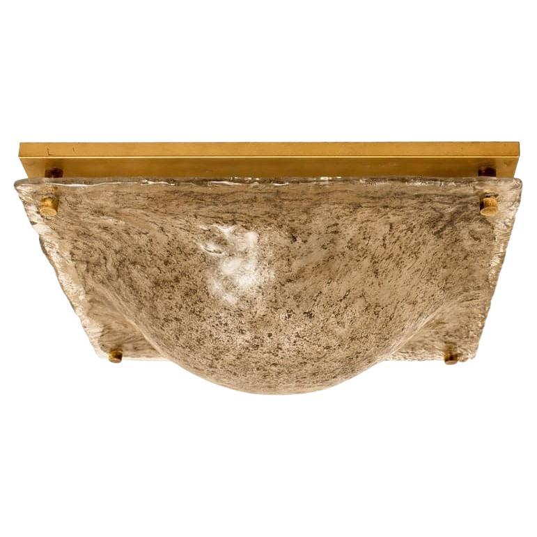 1 of the 2 Massive Textured Glass Flush Mount or Wall Light by Kalmar, 1960 in vendita