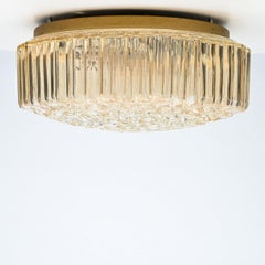 1 of the 2 Medium Round Clear Textured Glass Wall Light, Limburg, 1970