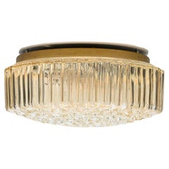 1 of the 2 Medium Round Clear Textured Glass Wall Light, Limburg, 1970