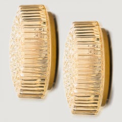 1 of the 2 Medium Round Clear Textured Glass Wall Lights, Limburg, 1970