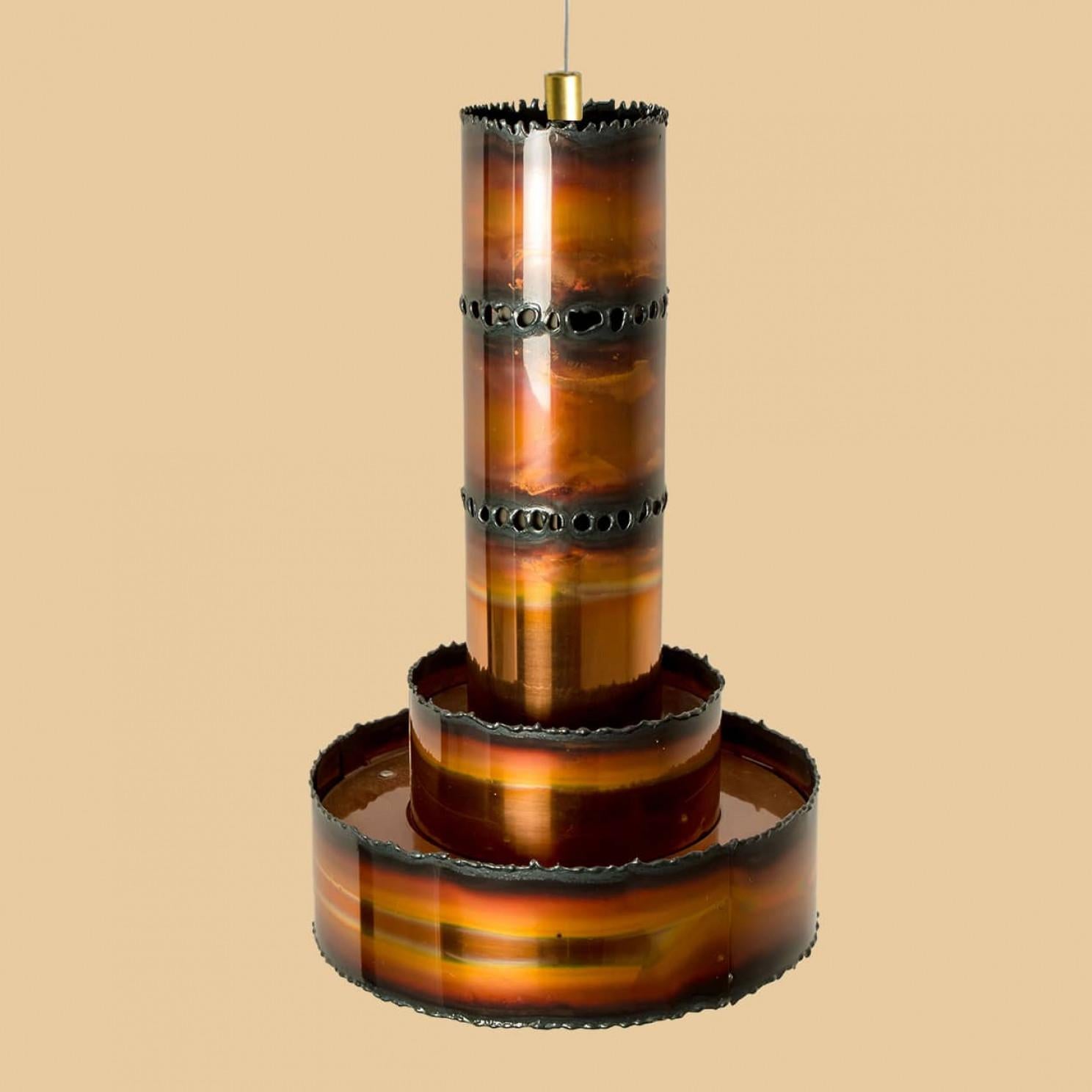 1 delle 2 lampade a sospensione brutaliste in metallo di Sven Aage per Holm Sorensen, 1960 in vendita 1