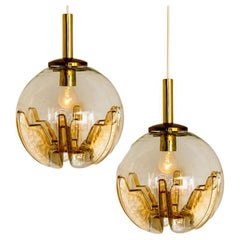 1 of the 2 Murano Mazzega Globe Pendants, Italy, circa 1970