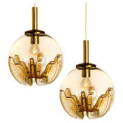 1 of the 2 Murano Mazzega Globe Pendants, Italy, 1970