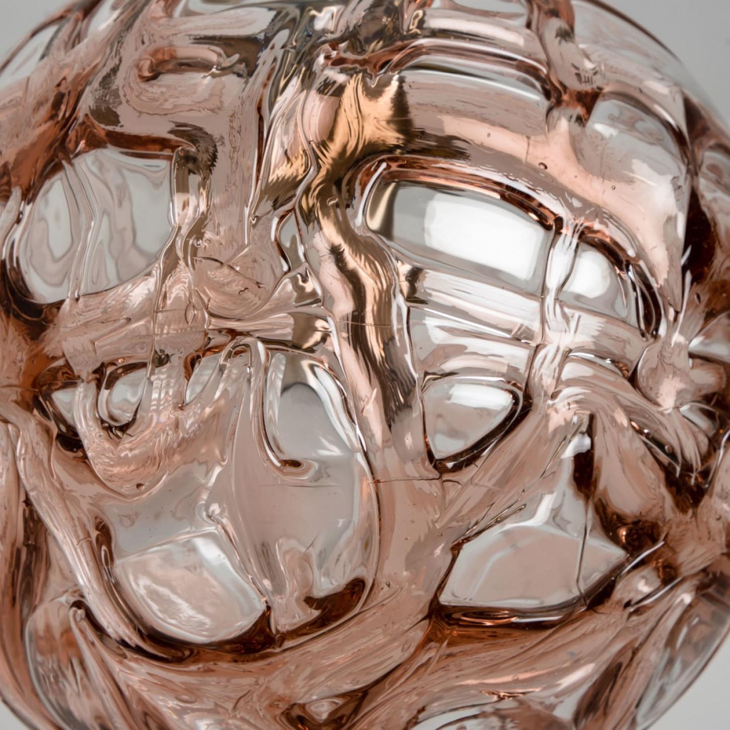 Mid-Century Modern 1 of the 2 Murano Rose Glass Pendant Light, 1960s For Sale