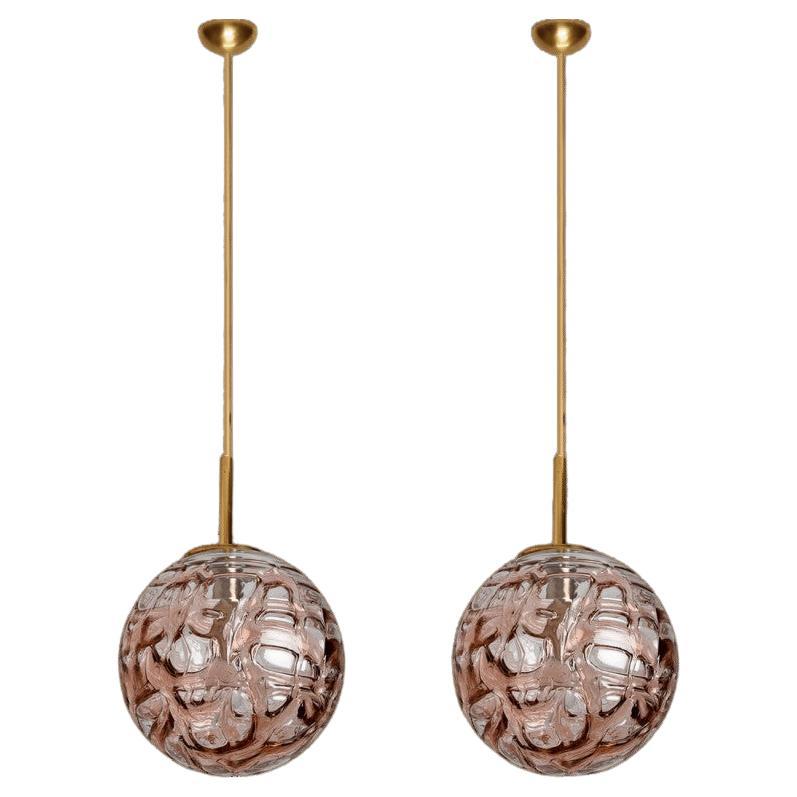 1 of the 2 Murano Rose Glass Pendant Light, 1960s