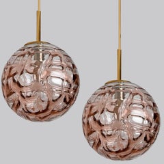 1 of the 2 Murano Rose Pink Glass Pendant Light, 1960s