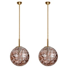 1 of the 2 Murano Rose Pink Glass Pendant Light, 1960s