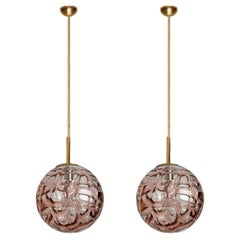 1 of the 2 Murano Rose Pink Glass Pendant Light, 1960s