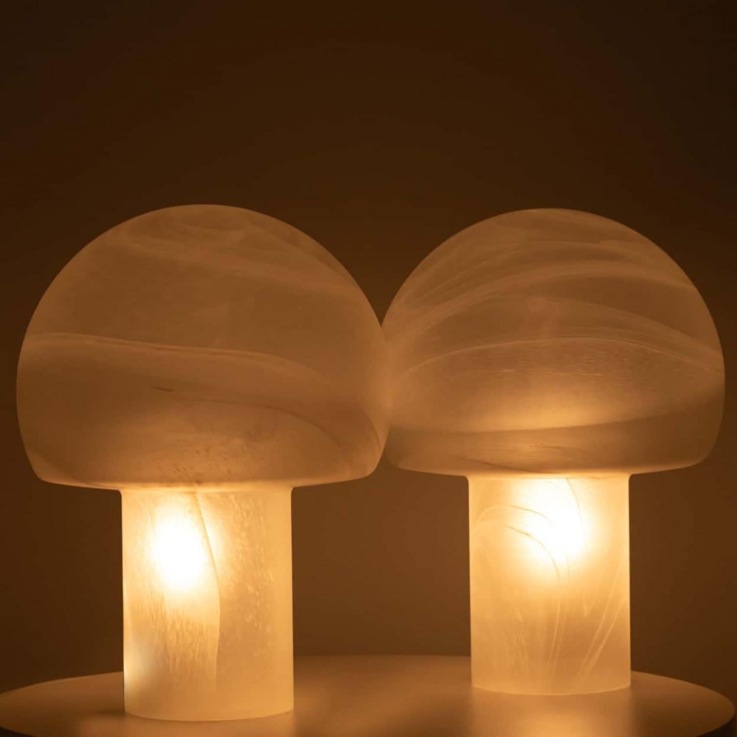 1 of the 2 Mushroom Glass Table Lamps, Glashütte Limburg, 1970 11