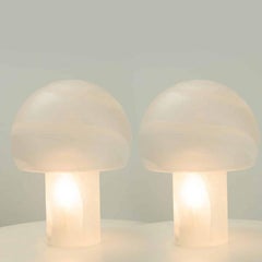 1 of the 2 Mushroom Glass Table Lamps, Glashütte Limburg, 1970