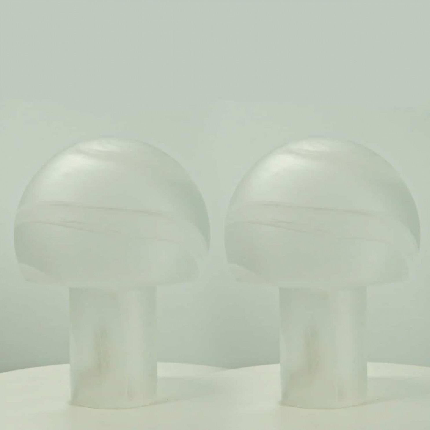 1 of the 2 Mushroom Glass Table Lamps, Glashütte Limburg, 1970 2