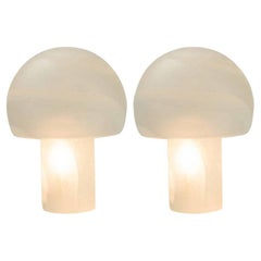 1 of the 2 Mushroom Glass Table Lamps, Glashütte Limburg, 1970