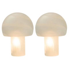 Vintage 1 of the 2 Mushroom Glass Table Lamps, Glashütte Limburg, 1970