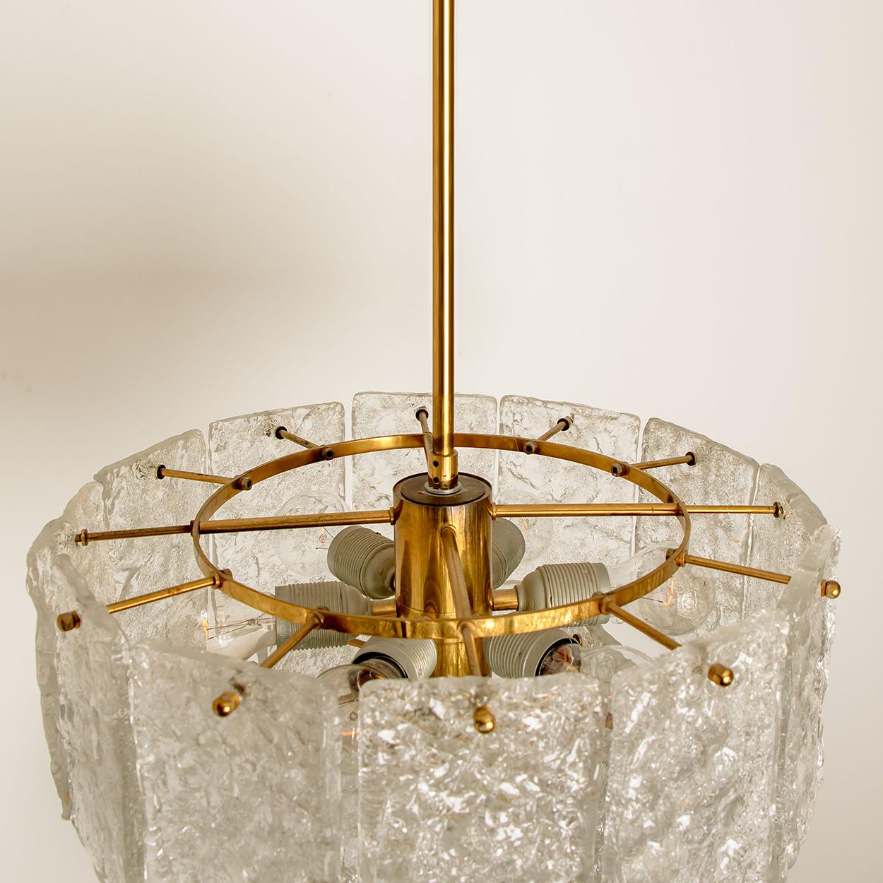 1 of the 2 of Glass and Brass Two Tiers Light Fixtures from Hillebrand, 1960s For Sale 2