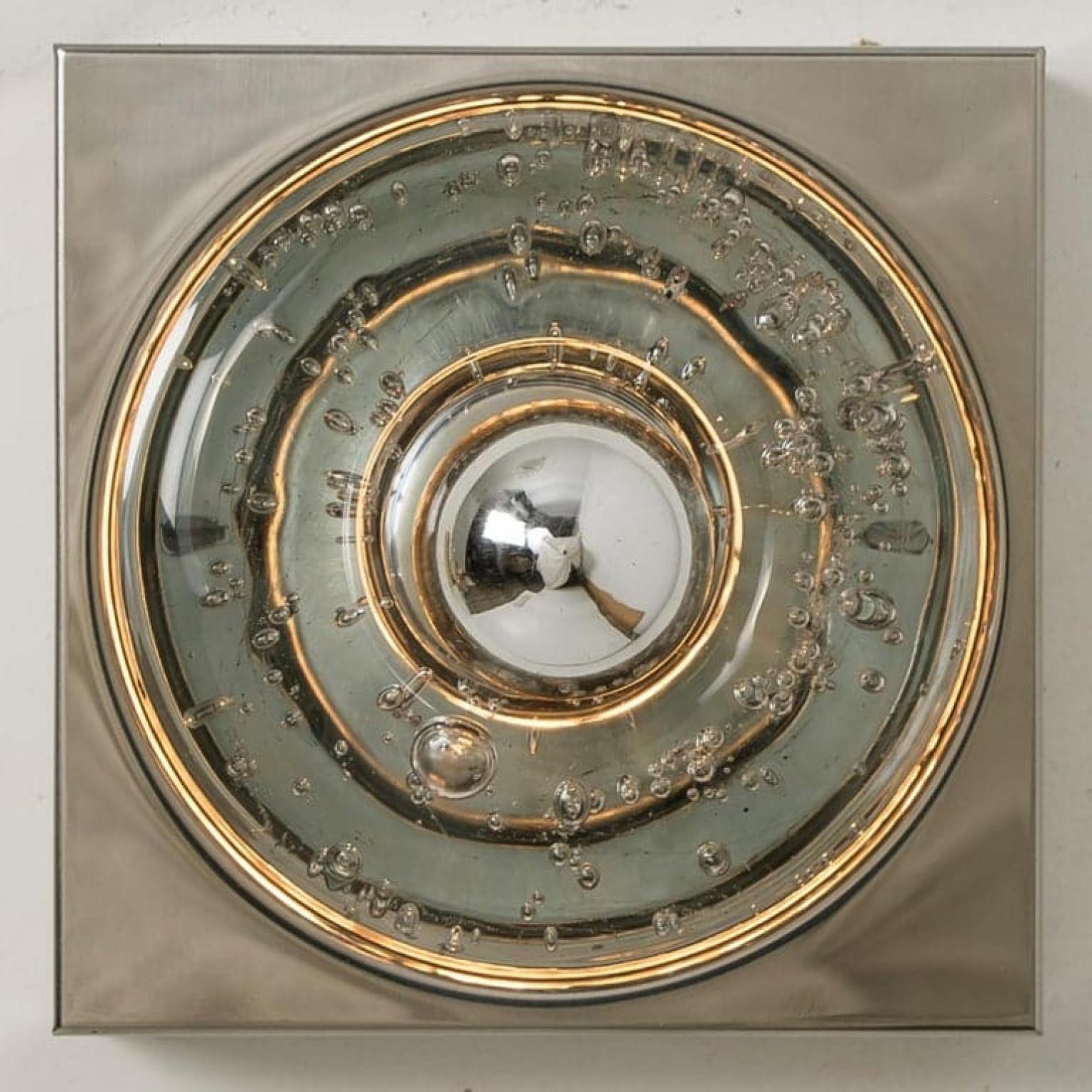 Placcato 1 dei 2 di Lampade da parete o soffitto soffiate a mano, Doria, 1970 in vendita