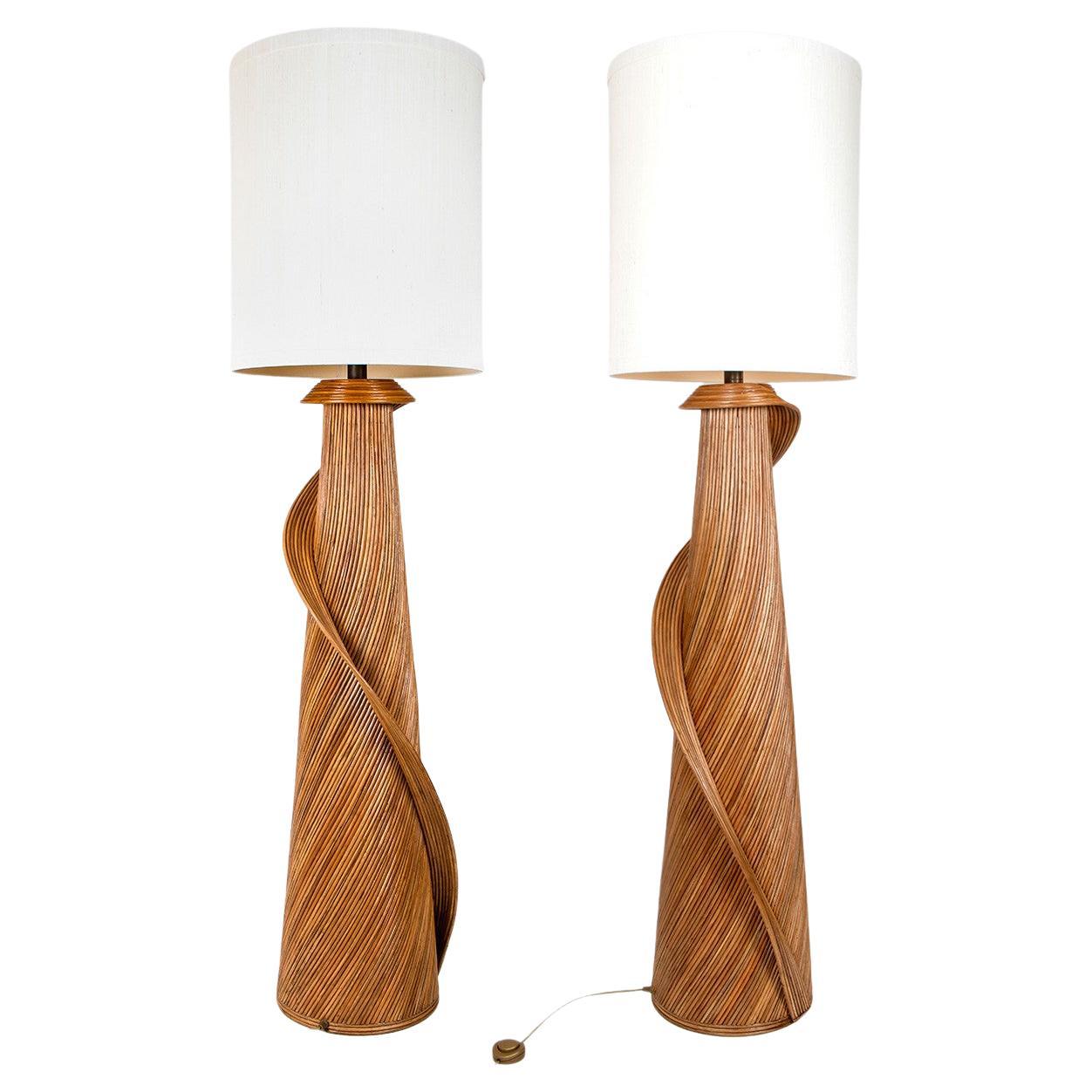 1 of the 2 of Huge Eco-friendly Rattan Floor Lamps by René Houben (H78.7") For Sale