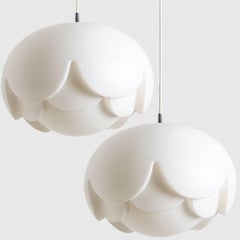 1 of the 2 Opaline Large Glass Lamp "Water Lily" by Koch & Lowy for Peill & Putz