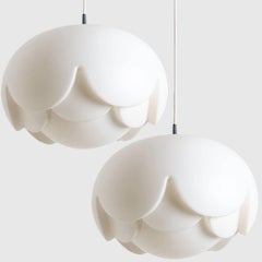 1 of the 2 Opaline Large Glass Lamp "Water Lily" by Koch & Lowy for Peill & Putz