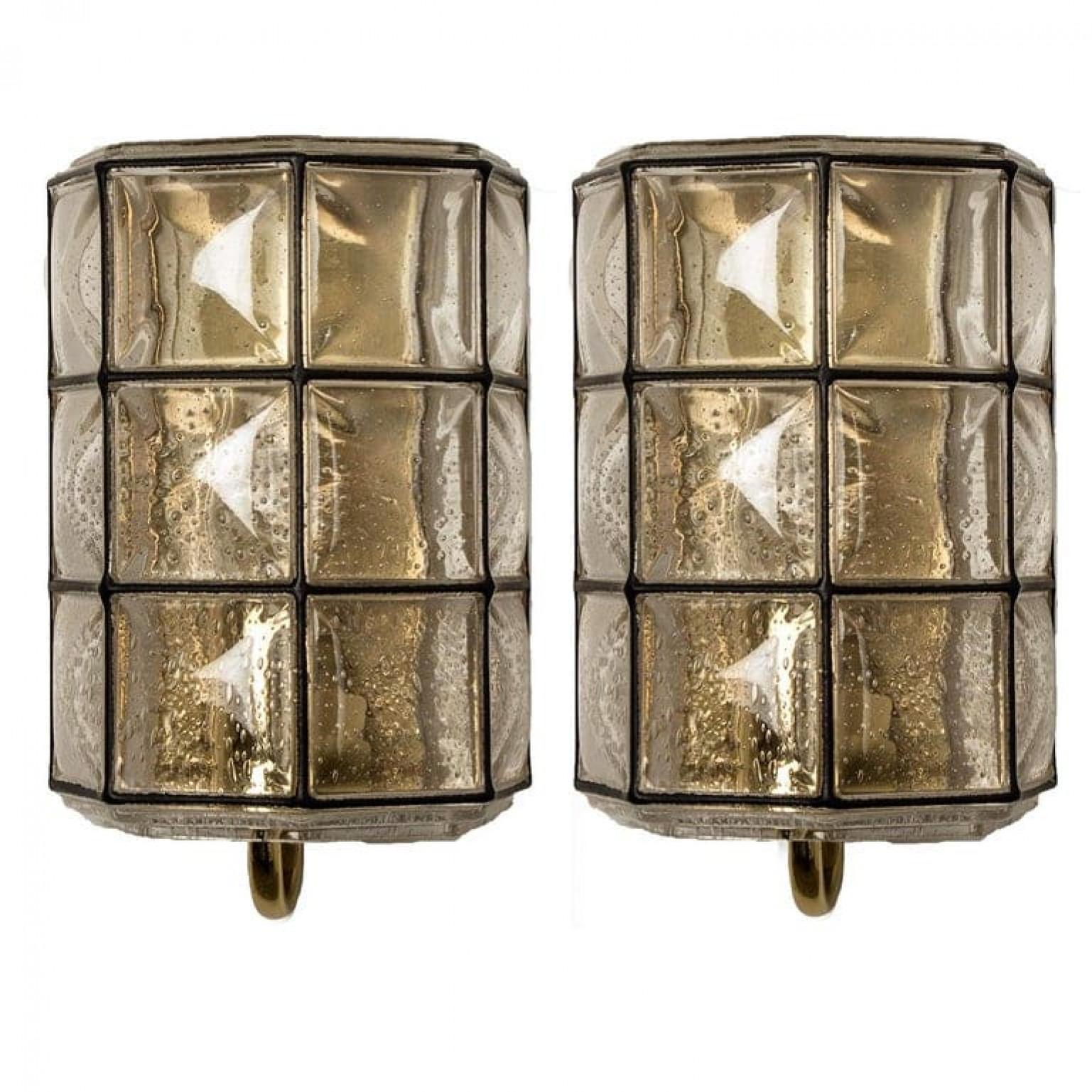 1 of the 2 Pair of Iron and Bubble Glass Sconces Wall Lamps by Limburg, Germany For Sale 7