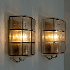 1 of the 2 Pair of Iron and Bubble Glass Sconces Wall Lamps by Limburg, Germany
