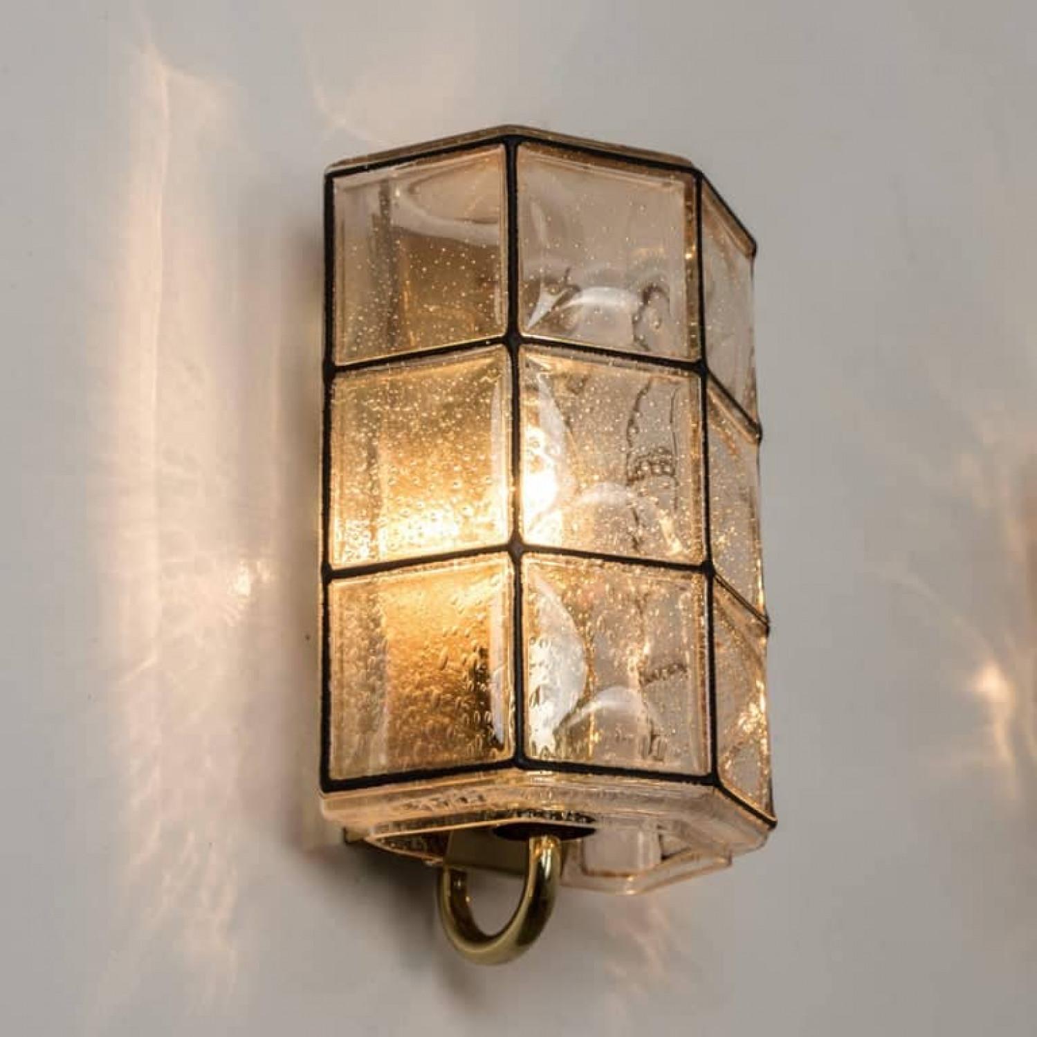 1 of the 2 Pair of Iron and Bubble Glass Sconces Wall Lamps by Limburg, Germany For Sale 2