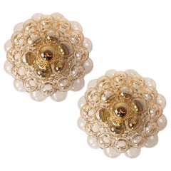 1 of the 2 Pair of Tynell Amber Bubble Flush Mounts or Wall Sconces, 1960s