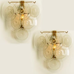 1 of the 2 Pairs Glass Disc Wall Lights by Vistosi, Italy, 1960s
