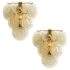 1 of the 2 Pairs Glass Disc Wall Lights by Vistosi, Italy, 1960s