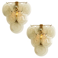 1 of the 2 Pairs Glass Disc Wall Lights by Vistosi, Italy, 1960s