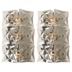 1 de los 2 pares Apliques Kinkeldey, cristal cromado, 1970