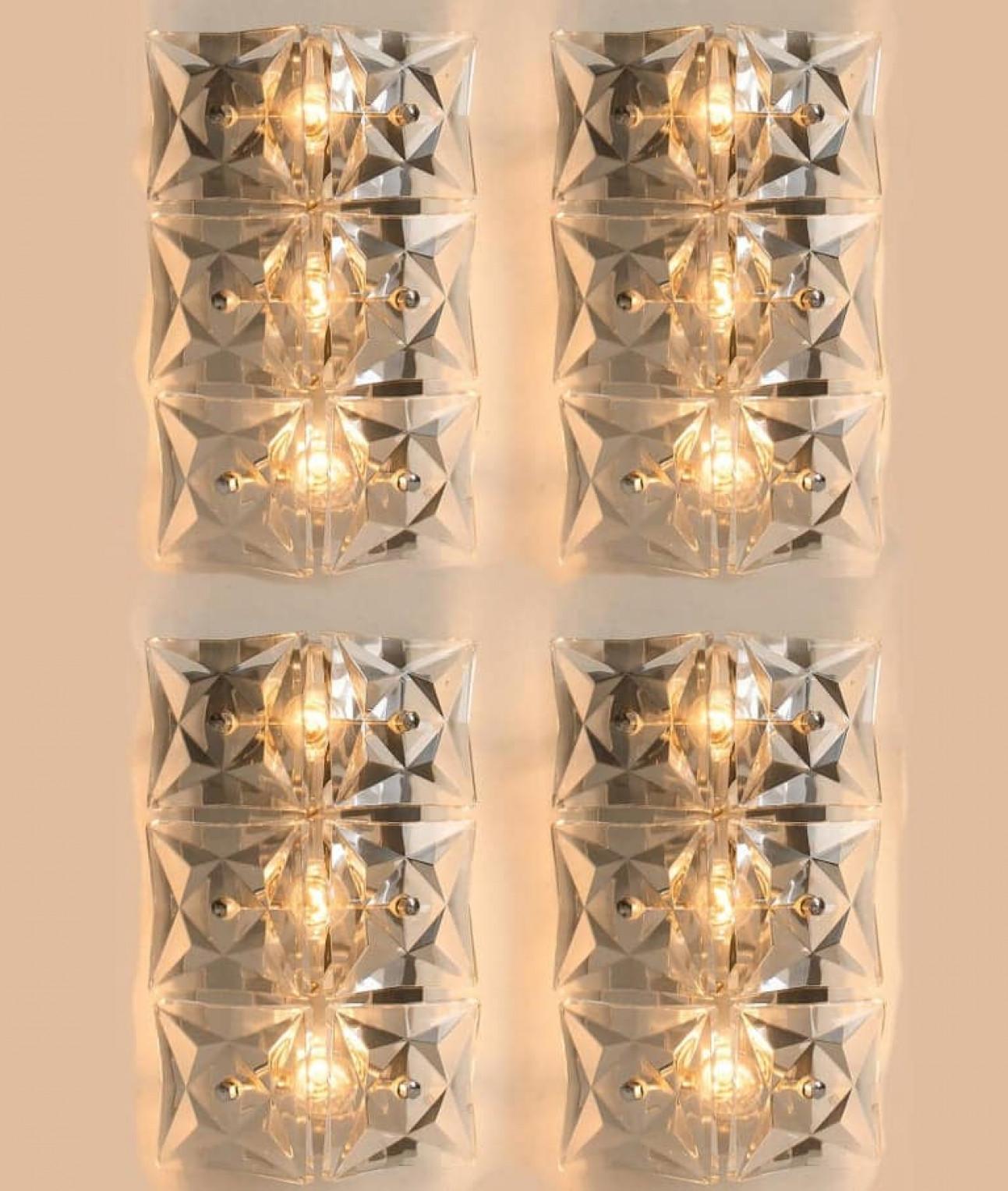 1 des 2 paires d'appliques Kinkeldey, verre cristal chromé, 1970 en vente 12
