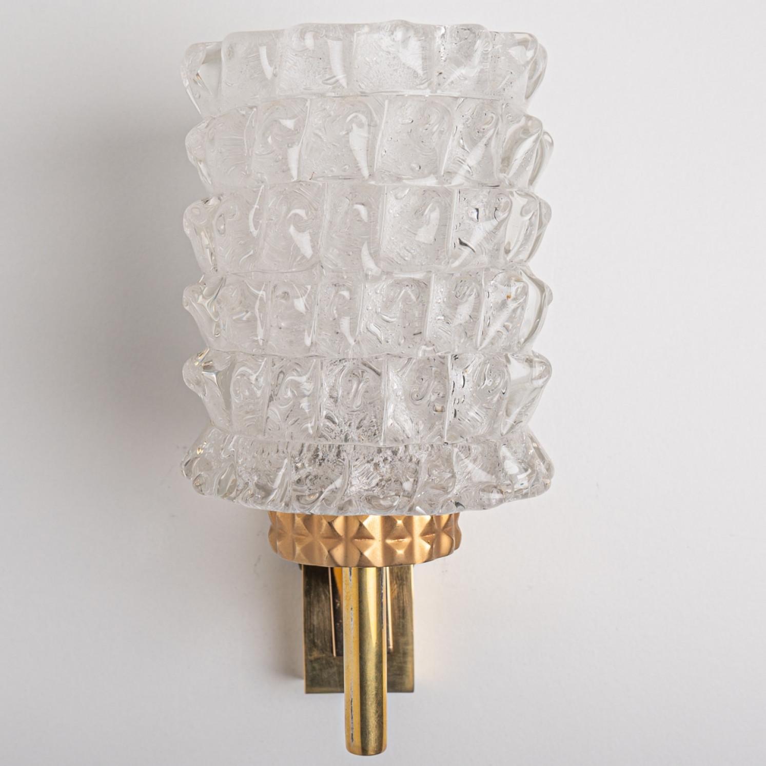 1 of the 2 Pairs of Brass & Glass Wall Lights Hillebrand Germany, 1970s For Sale 4