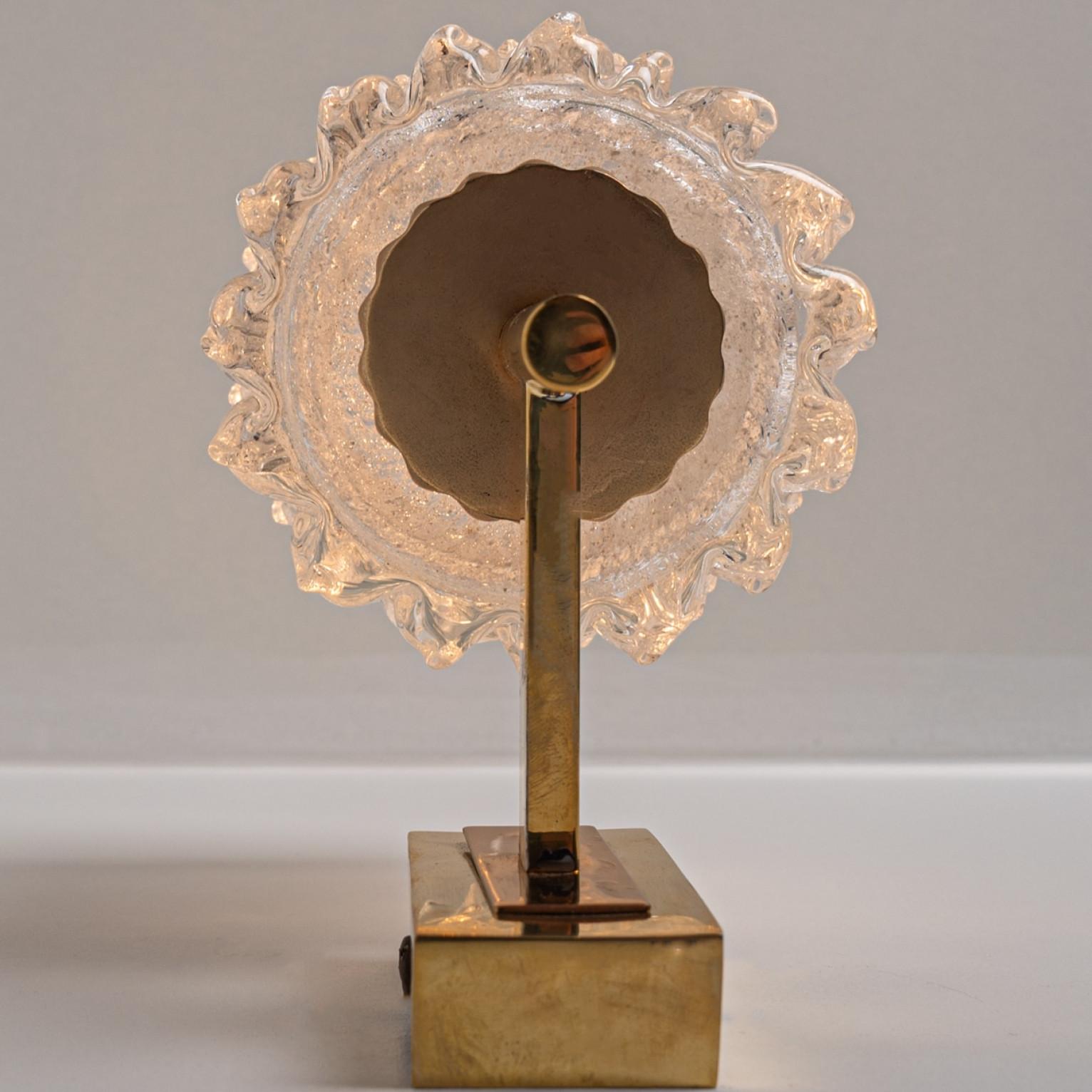 1 of the 2 Pairs of Brass & Glass Wall Lights Hillebrand Germany, 1970s For Sale 9