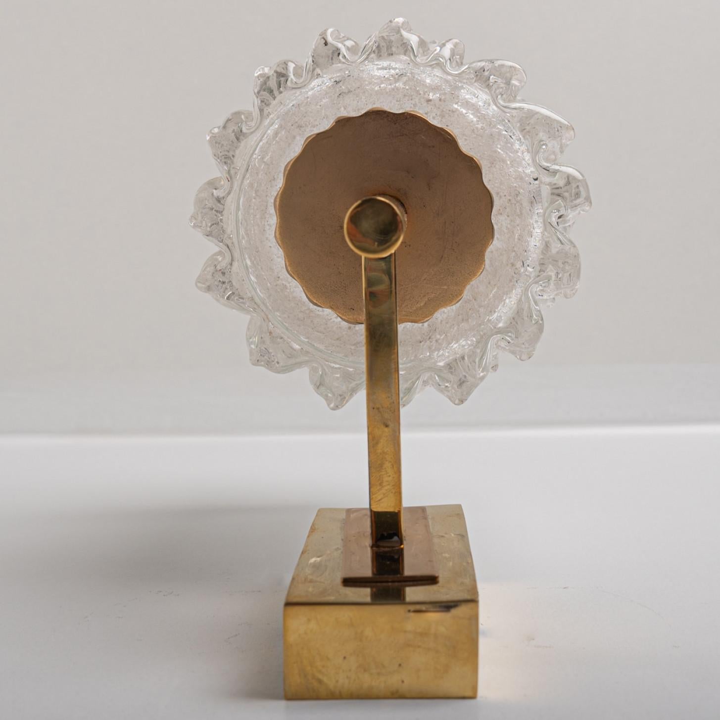 1 of the 2 Pairs of Brass & Glass Wall Lights Hillebrand Germany, 1970s For Sale 3