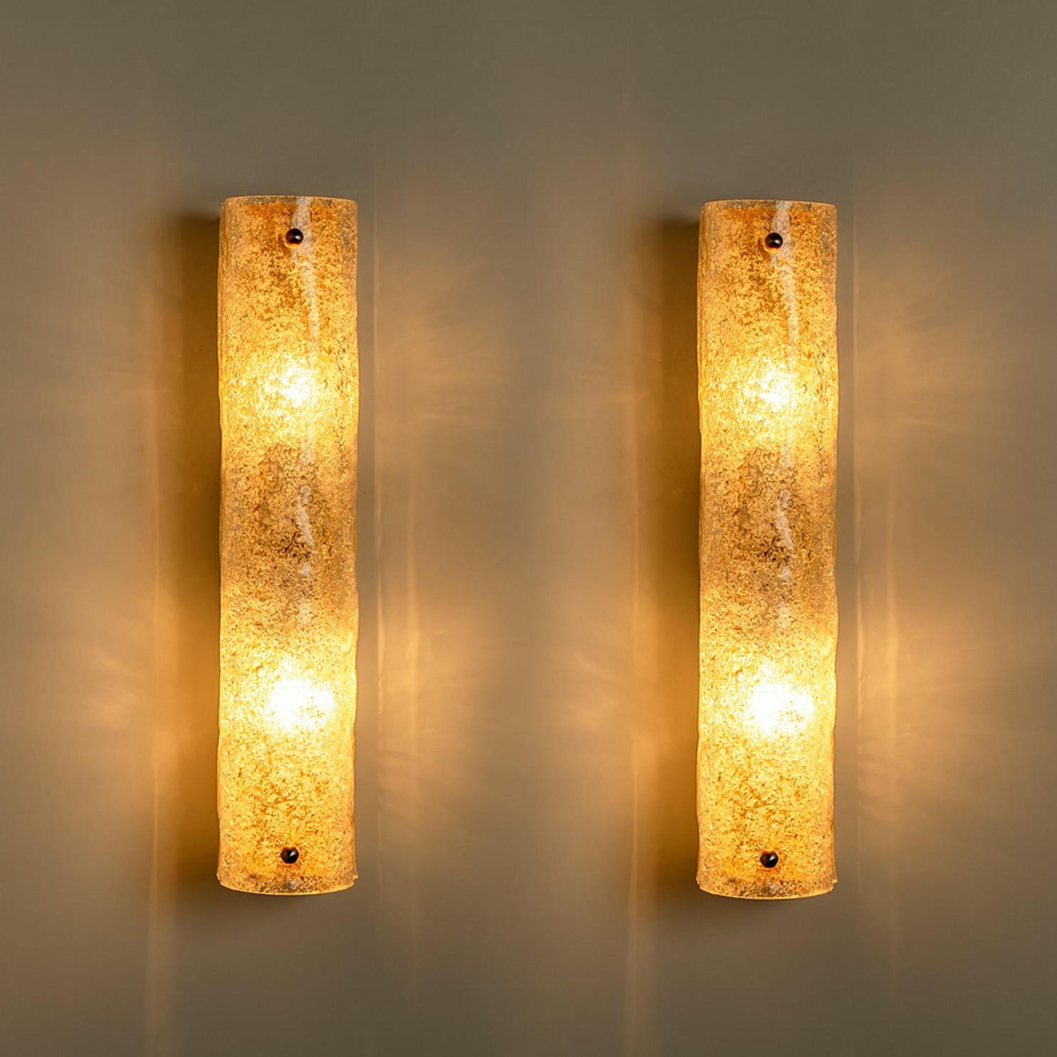 1 de los 2 Pares de Apliques de Cristal Burbujeado Transparente de Hillebrand, Alemania, 1969 en venta 2