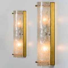 1 of the 2 Pairs of Clear Bubbled Glass Wall Lights by Hillebrand, Germany, 1969
