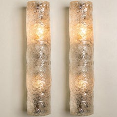 1 of the 2 Pairs of Clear Bubbled Glass Wall Lights by Hillebrand, Germany, 1969
