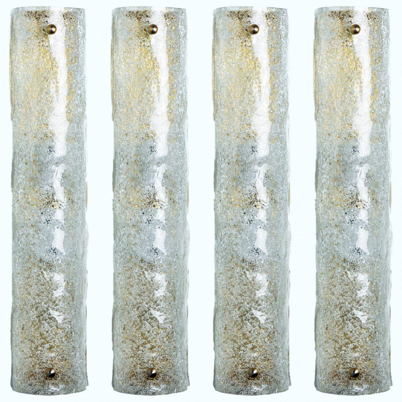 Tedesco 1 delle 2 coppie di applique in vetro trasparente con bolle di Hillebrand, Germania, 1969 in vendita