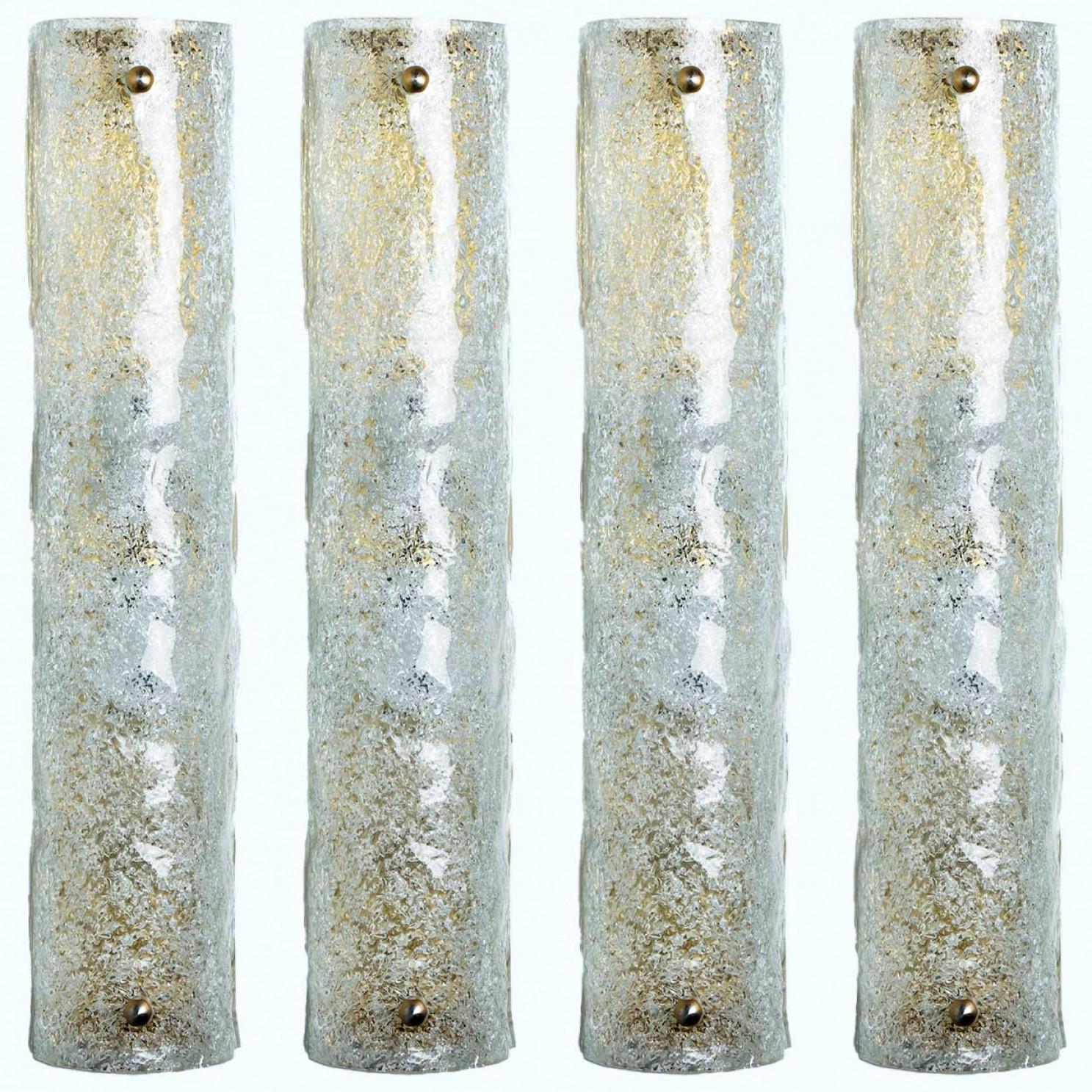 Tedesco 1 delle 2 coppie di applique in vetro trasparente con bolle di Hillebrand, Germania, 1969 in vendita