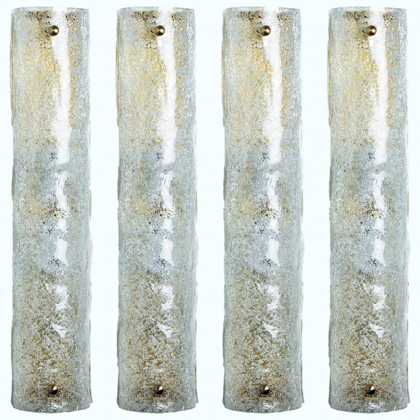 1 de los 2 Pares de Apliques de Cristal Burbujeado Transparente de Hillebrand, Alemania, 1969 Alemán en venta