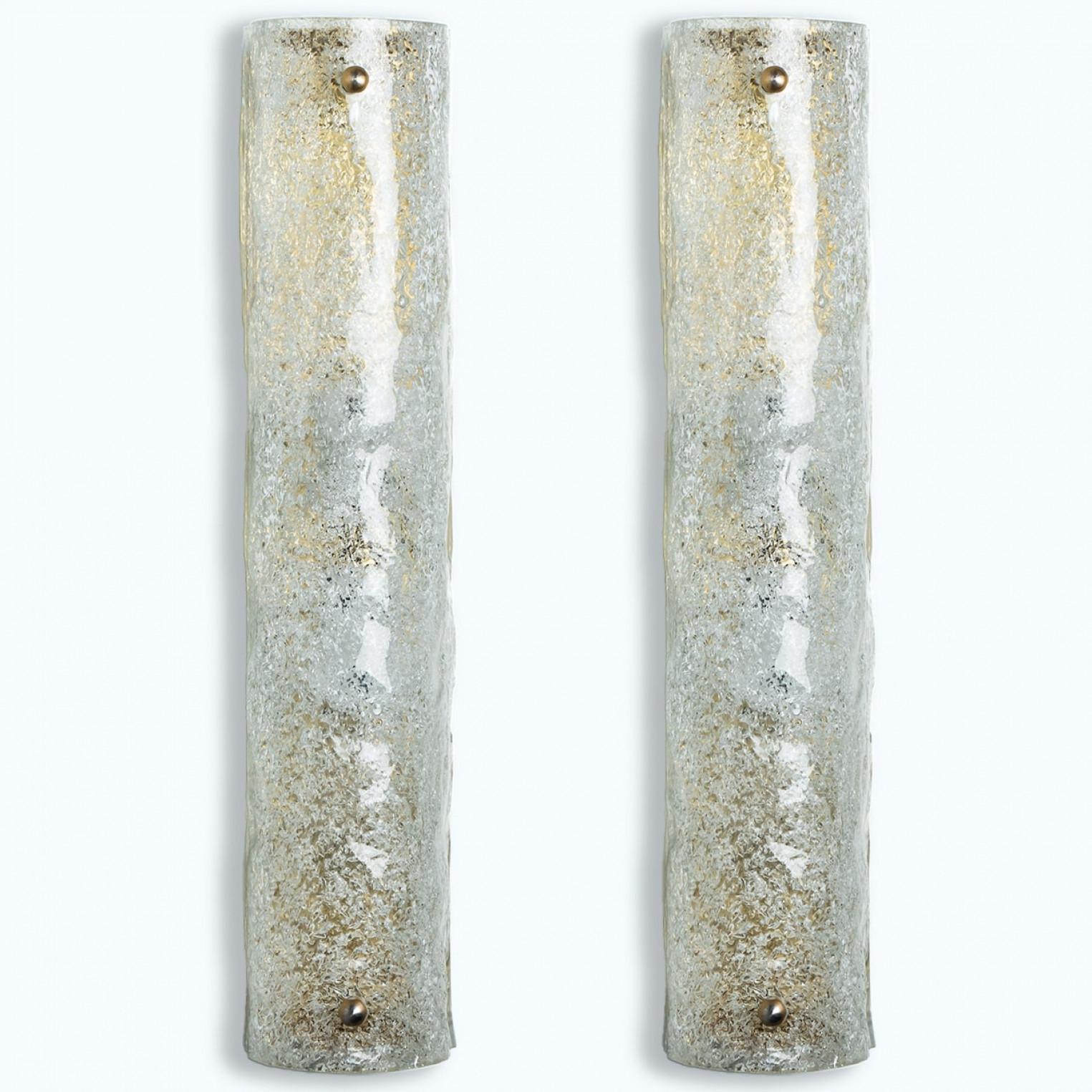 Metà XX secolo 1 delle 2 coppie di applique in vetro trasparente con bolle di Hillebrand, Germania, 1969 in vendita